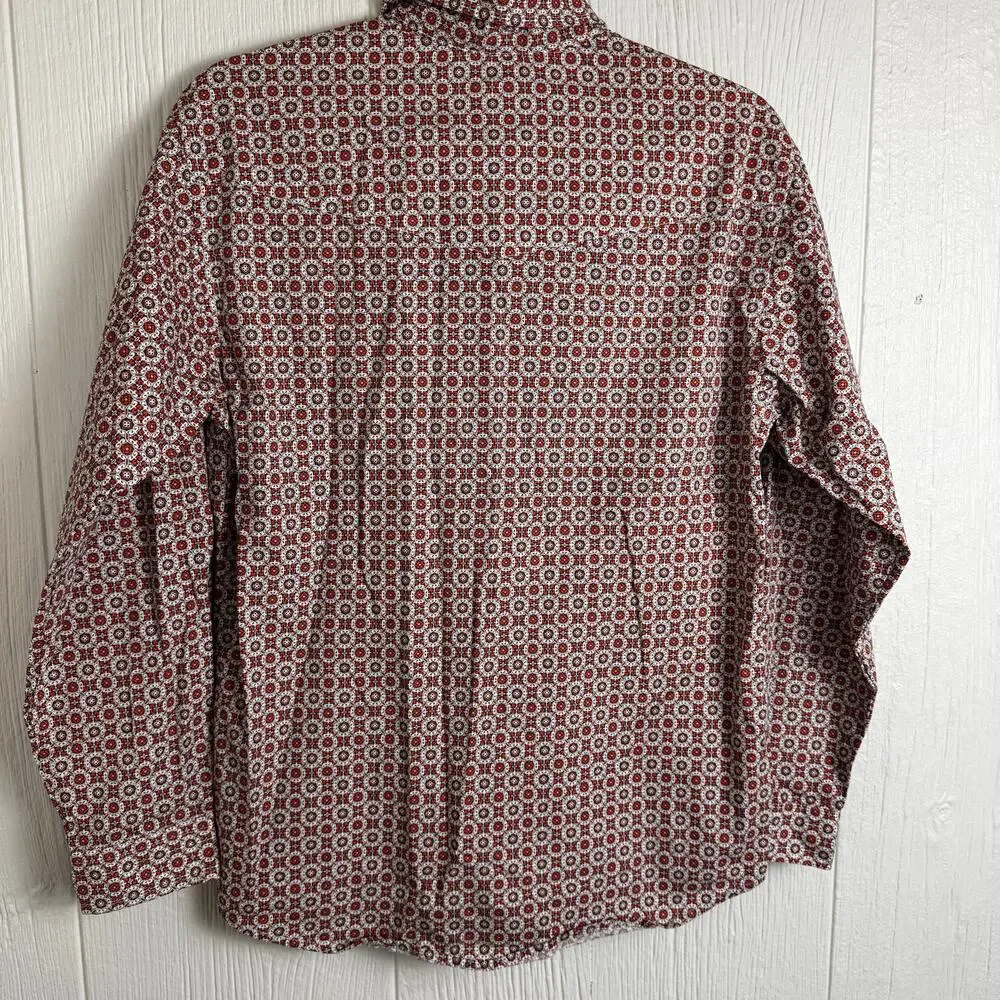 Roper Teen Boys Western Pearl Snap Shirt Orange Printed Size XL or 16/18 Rodeo